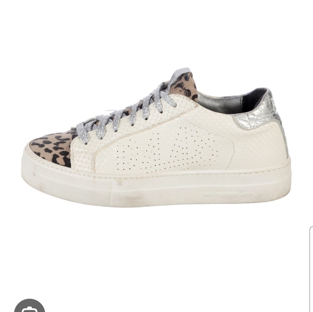 P448  Womens Thea Python Roccia White Leather Snake Print Designer Sneakers 38